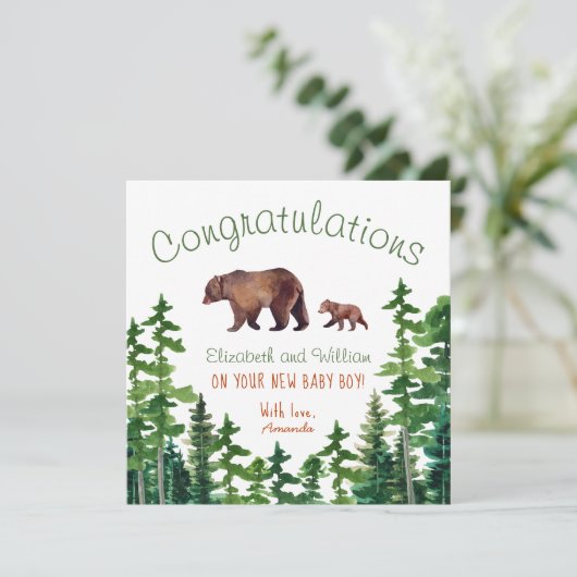 おめでとうかわいいママとベビーベア カード (スタンド正面)