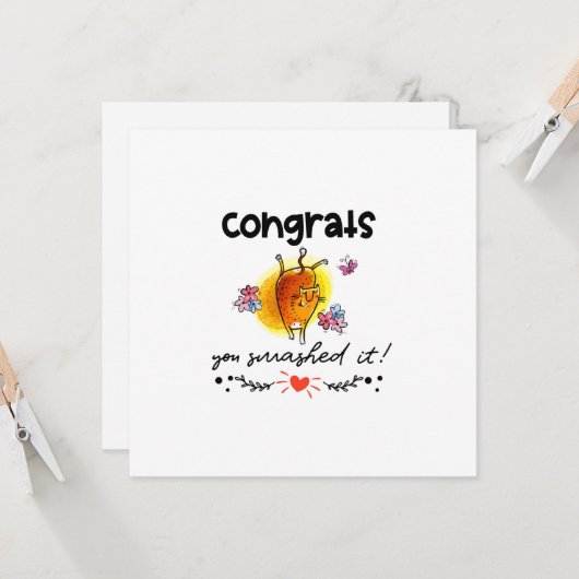 おめでとうが漫画の猫のユーモアを壊した カード (正面/裏面インサイチュ)