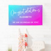 おめでとうございますアクアライトパープル&ピンクグラデーション色 横断幕 (インサイチュ)