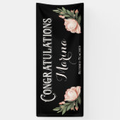 おめでとうございますエレガントフラワーリタイアメントモノグラム 横断幕 (縦)