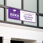 おめでとうございますカスタム卒業生の旗(紫) 横断幕 (ビルの外側)