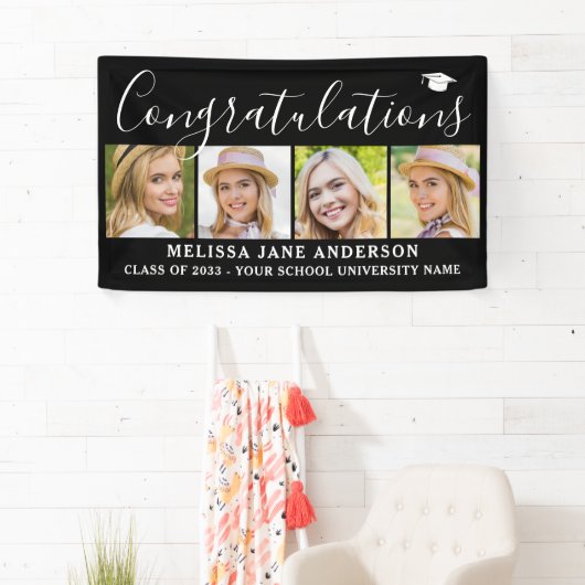 おめでとうございますカスタム卒業4写真卒業 横断幕 (インサイチュ)