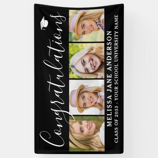 おめでとうございますカスタム卒業4写真卒業 横断幕 (縦)