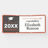 おめでとうございますカスタム大学院バナーオレンジグレー 横断幕 (横)