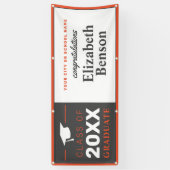 おめでとうございますカスタム大学院バナーオレンジグレー 横断幕 (縦)