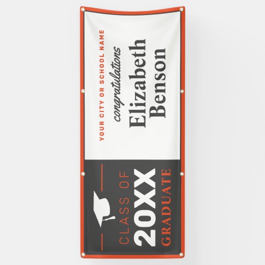 おめでとうございますカスタム大学院バナーオレンジグレー 横断幕 (縦)