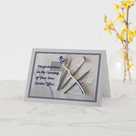 おめでとうございますカード新しい歯科医院 カード (黄色い花)