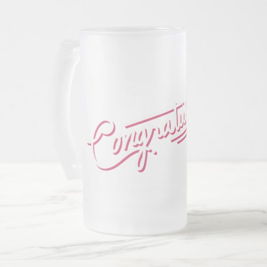 おめでとうございますグラスビアマグ フロストグラスビールジョッキ (正面左)