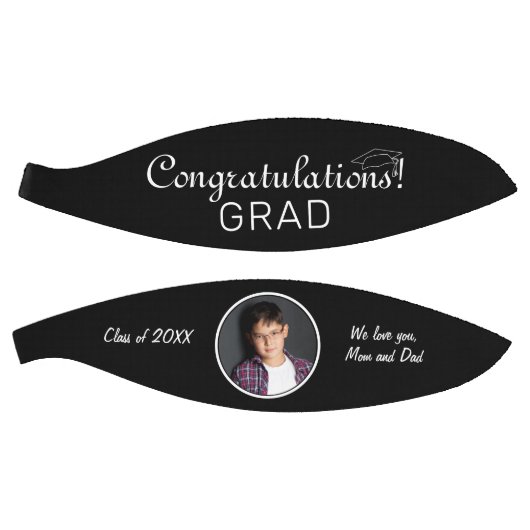 おめでとうございますグラッドブラック卒業写真 バスケットボール (パネル)