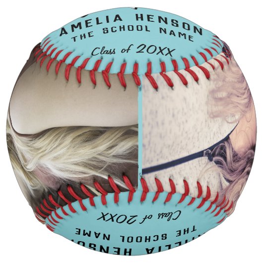 おめでとうございますグラッドミントブルー2写真卒業 ソフトボール (正面)