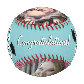 おめでとうございますグラッドミントブルー2写真卒業 野球ボール (裏面)
