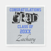 おめでとうございますグラードネームシルバーブルー スタンダードランチョンナプキン (正面)