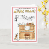 おめでとうございますグリーティングカード – 音楽試験に合格 カード (黄色い花)