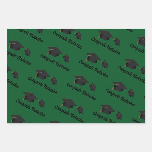 おめでとうございますグリーン卒業お祝い ラッピングペーパーシート (正面3)