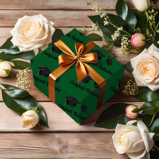 おめでとうございますグリーン卒業お祝い ラッピングペーパーシート