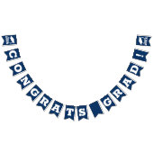 おめでとうございますグレイドネイビーブルーとホワイト バンティングフラッグ (全)