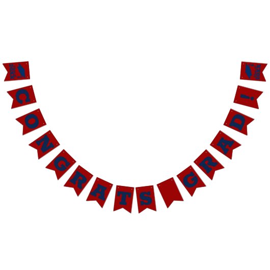 おめでとうございますグレードダークレッド&ブルー バンティングフラッグ (全)