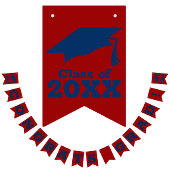 おめでとうございますグレードダークレッド&ブルー バンティングフラッグ