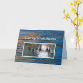 おめでとうございますシンクロナイズドスイミングブルー カード (黄色い花)