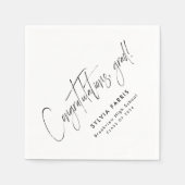 おめでとうございますシンプル卒業ブラック スタンダードカクテルナプキン (正面)