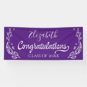おめでとうございますシンプル卒業モダン紫 横断幕 (横)