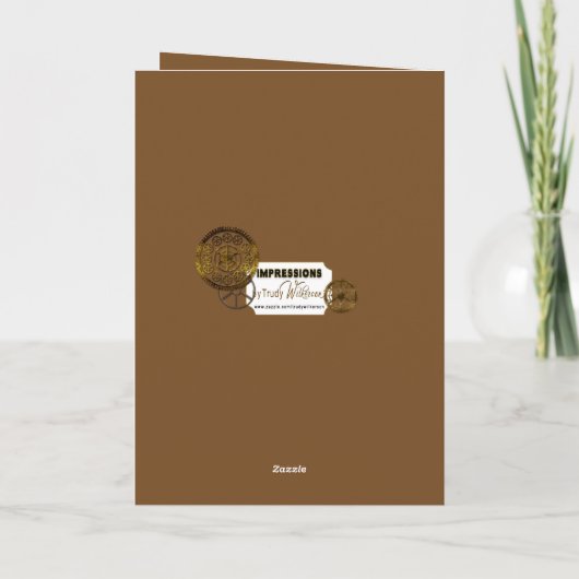 おめでとうございますスチームパンクメタルギアクロックギター カード (裏面)