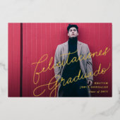 おめでとうございますスペインのグラッド写真の発表 箔招待状 (正面)