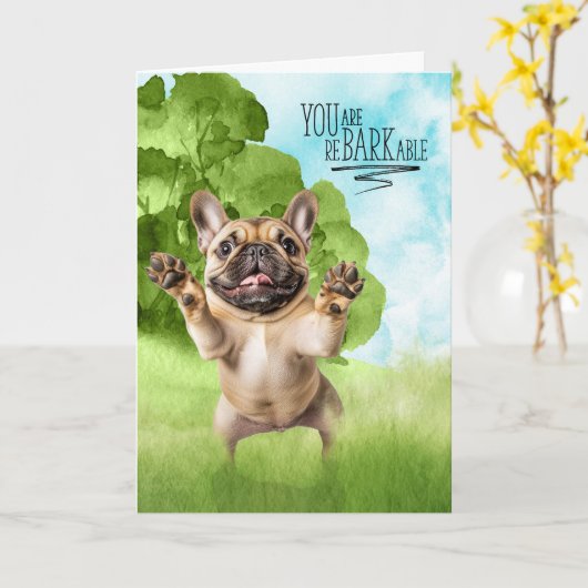 おめでとうございますタンFrenchBulldog カード (黄色い花)