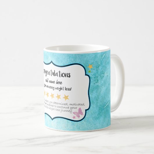 おめでとうございますダイエット減量 コーヒーマグカップ (正面右)