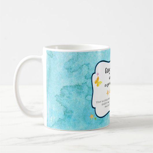 おめでとうございますダイエット減量 コーヒーマグカップ (左)