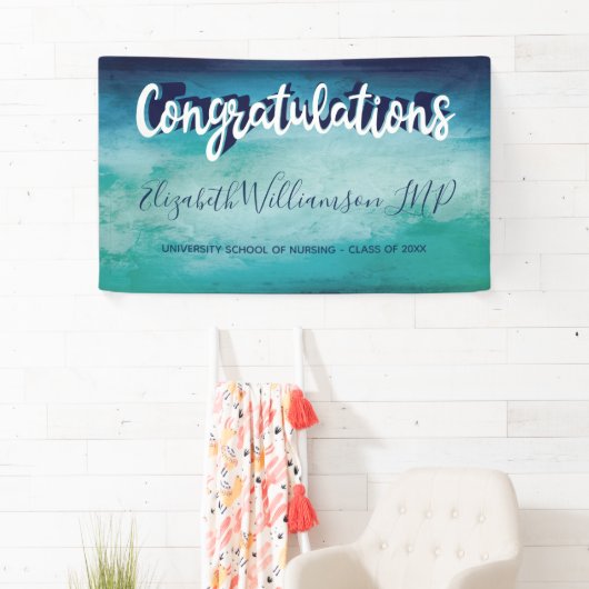 おめでとうございますナースプラクティショナーメディカルグラッドブルー 横断幕 (インサイチュ)