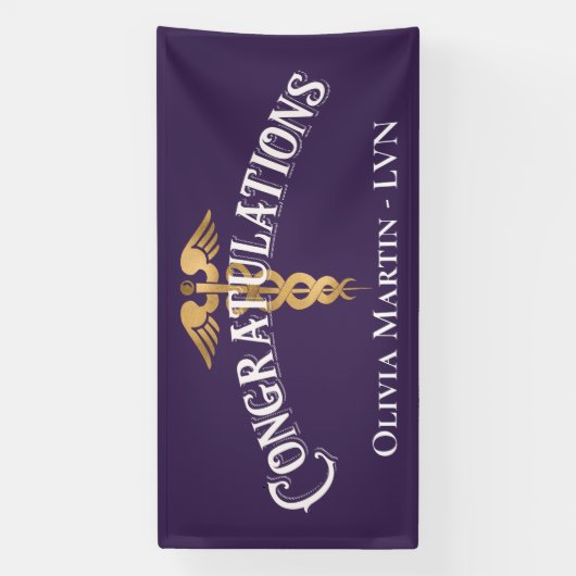 おめでとうございますナースLVN RN医学卒業 横断幕 (縦)