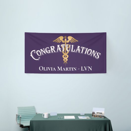 おめでとうございますナースLVN RN医学卒業 横断幕 (トレードショー)