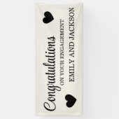 おめでとうございますハート婚約名(白) 横断幕 (縦)