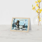 おめでとうございますバスセットハウンドカード カード (黄色い花)