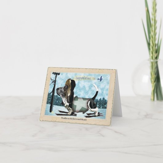 おめでとうございますバスセットハウンドカード カード (正面)