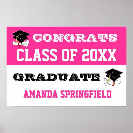 おめでとうございますバナーポスターピンク ポスター (正面)