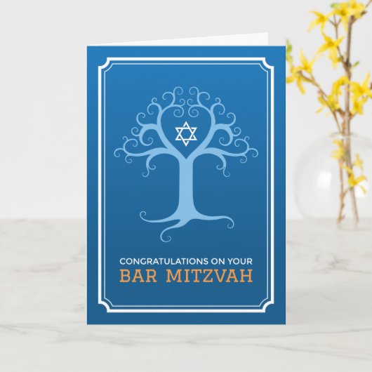 おめでとうございますバーの（ユダヤ教の）バル・ミツバー樹 カード (黄色い花)
