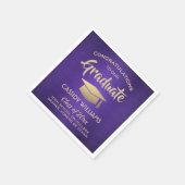 おめでとうございますパープルと金ゴールドモダン卒業 スタンダードカクテルナプキン (角)