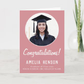 おめでとうございますピンクの卒業生2写真卒業 カード (正面)