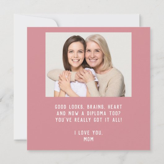 おめでとうございますピンクの卒業生2写真卒業 カード (裏面)