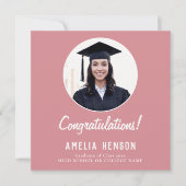 おめでとうございますピンクの卒業生2写真卒業 カード (正面)
