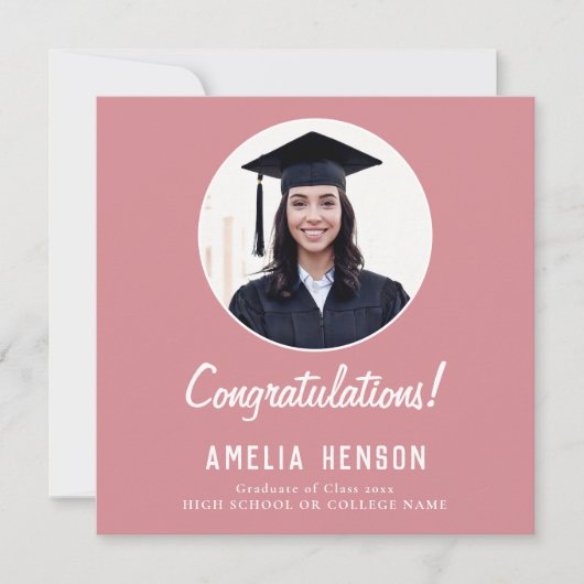 おめでとうございますピンクの卒業生2写真卒業 カード (正面)
