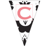 おめでとうございますピンクブラック&ホワイトベビーガール バンティングフラッグ (第1の旗)