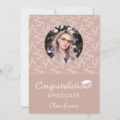 おめでとうございますピンク・ロココ卒業写真 シーズンカード (正面)