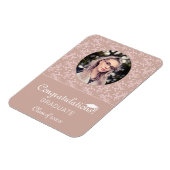 おめでとうございますピンク・ロココ卒業写真 マグネット (左側)