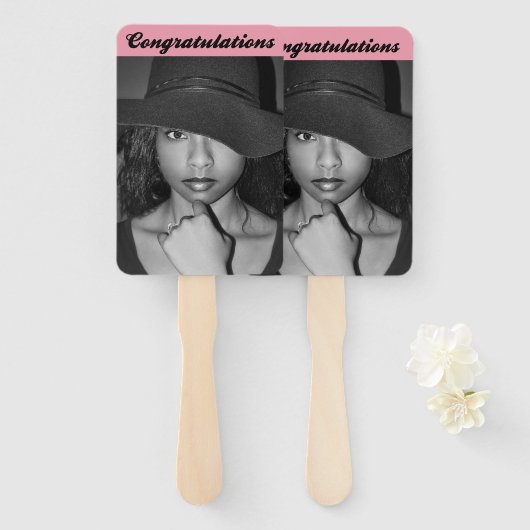 おめでとうございますフォトイメージ卒業パーティー ハンドファン (正面&裏面)