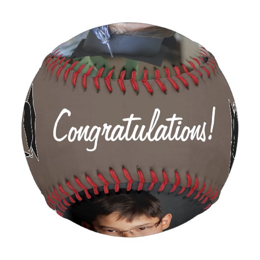 おめでとうございますブラウン卒業キャップ2写真 野球ボール (裏面)