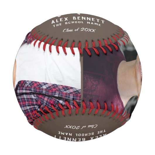 おめでとうございますブラウン卒業キャップ2写真 野球ボール (正面)