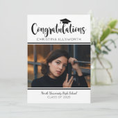 おめでとうございますブラック2025写真卒業パーティー 招待状 (スタンド正面)